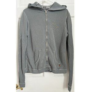 Free City Hoodie Sweatshirt Sage Green Grey Blue Full Zip Up Hood Bird Graphic 3